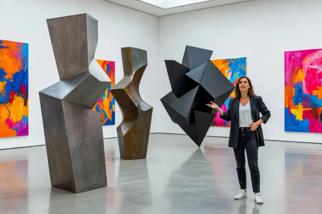 Galerie d'art contemporain parisienne avec sculptures et peintures d'artistes femmes