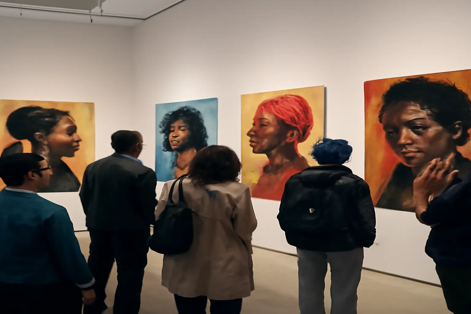 Vue de l'exposition Le modèle noir au musée d'Orsay en 2019, cartels révisés incluant les noms des modèles