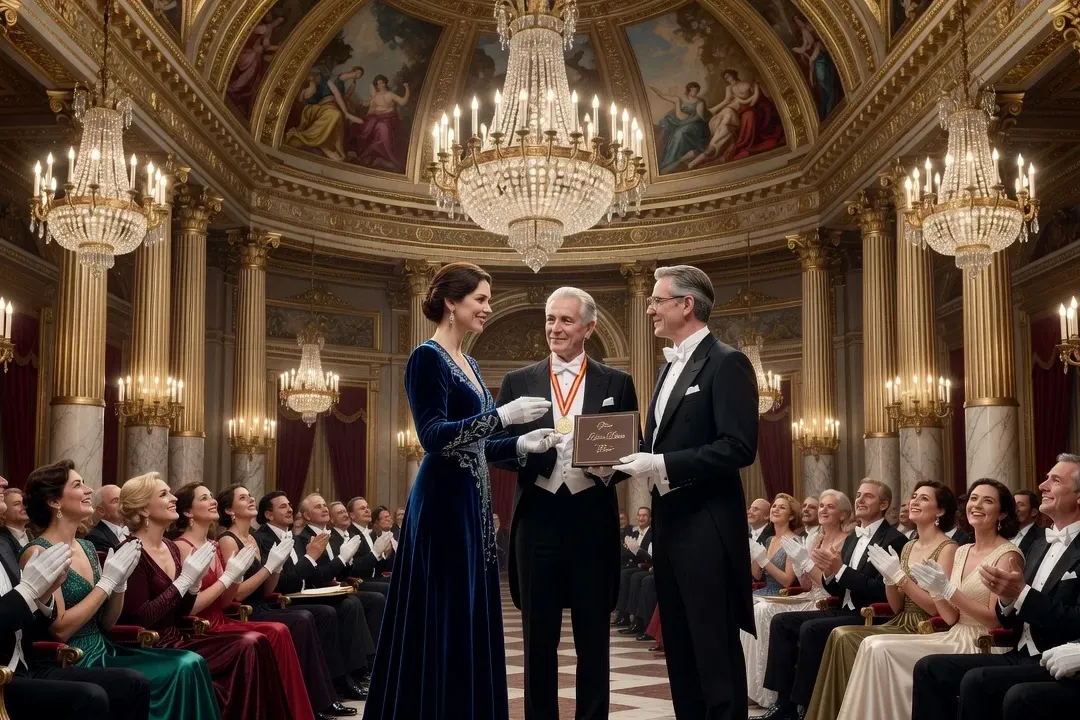 Cérémonie de remise de prix littéraire sous la coupole d'une institution parisienne