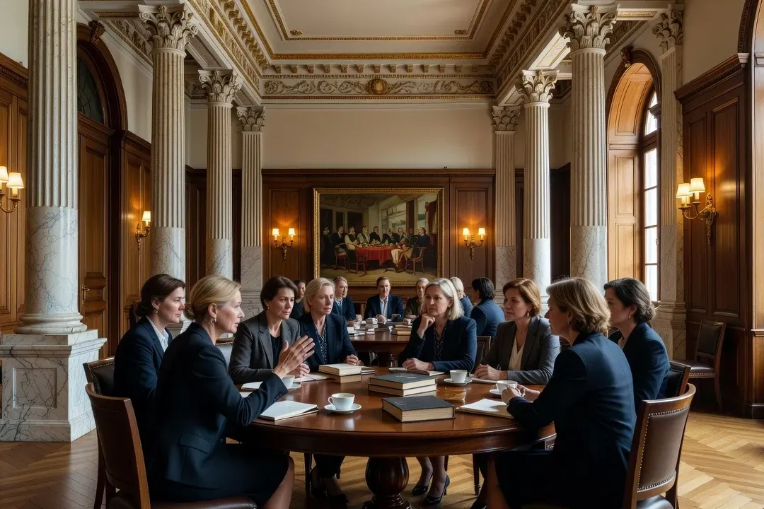 Session d'une institution culturelle parisienne avec des femmes réunies en table ronde