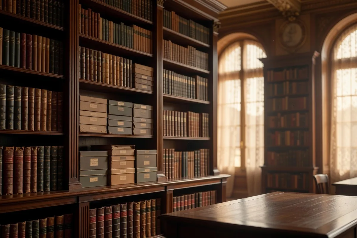 Rayonnages d'archives et périodiques féministes anciens à Paris