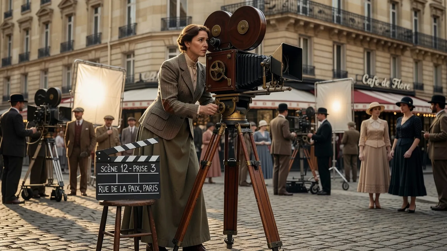 Réalisatrice derrière une caméra de cinéma à Paris, matrimoine cinématographique
